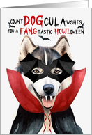 Alaskan Malamute Dog Funny Halloween Count DOGcula card