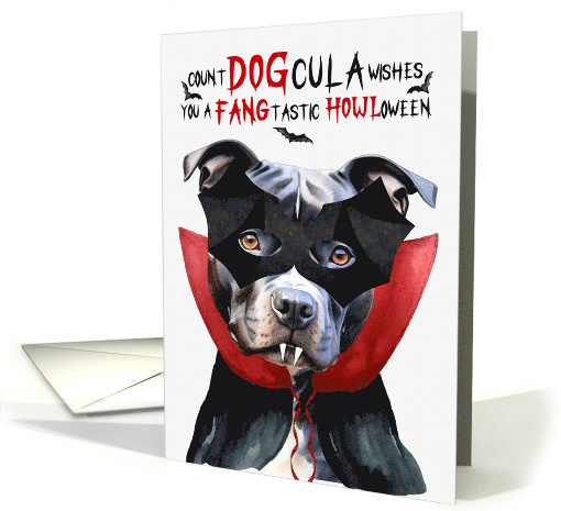 Pit Bull Terrier Dog Funny Halloween Count DOGcula card (1779452)