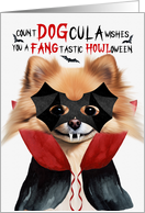 Pomeranian Dog Funny Halloween Count DOGcula card
