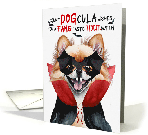 Pomeranian Dog Funny Halloween Count DOGcula card (1779884)