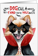 Pomeranian Dog Funny Halloween Count DOGcula card