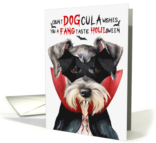 Schnauzer Dog Funny Halloween Count DOGcula card (1780232)