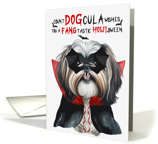 Shih Tzu Dog Funny Halloween Count DOGcula card (1780644)