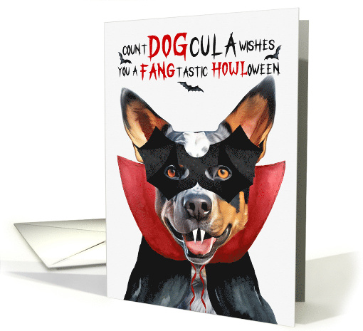 Queensland Blue Heeler Dog Funny Halloween DOGcula card (1781128)