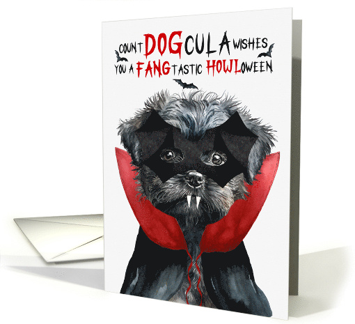 Affenpinscher Dog Funny Halloween Count DOGcula card (1783830)