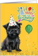 From the Pet Birthday Affenpinscher Dog in a Party Hat on Yellow card