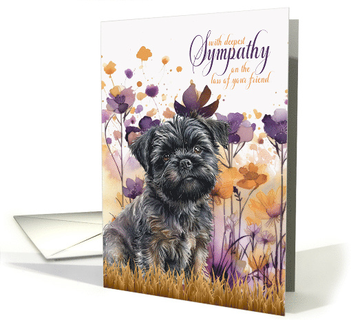 Sympathy Affenpinscher Dog in a Purple Wildflower Meadow card