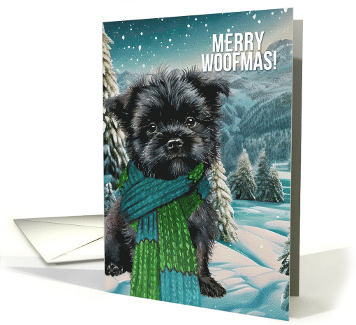 Merry Woofmas Affenpinscher Dog in a Winter Scarf card (1784660)