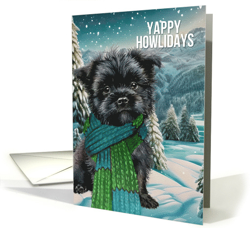 Veterinary Yappy Howlidays Affenpinscher Dog in a Winter Scarf card
