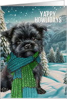 Yappy Howlidays Affenpinscher Dog in a Winter Scarf card
