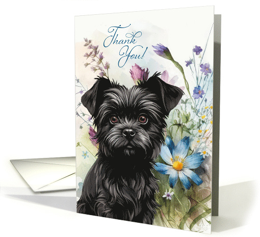 Thank You Affenpinscher Dog Wildflower Garden card (1784794)