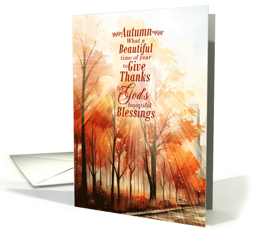 Christian Thanksgiving Bountiful Blessings in Autumn Forest card