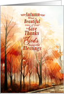 Christian Thanksgiving Bountiful Blessings in Autumn Forest card