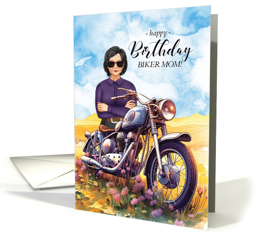 Biker Mom's Birthday Motorcycle in a Field card (1788790)
