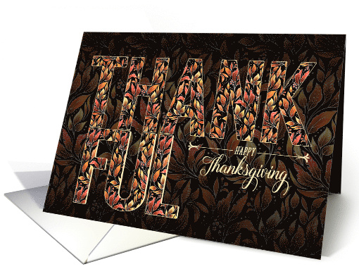 THANKFUL Thanksgiving with an Autumn Leafy Pattern card (1789002)