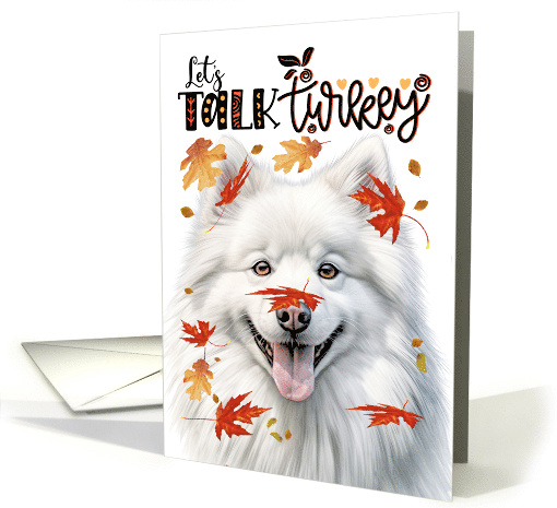 Thanksgiving American Eskimo Dog Funny Let's Talk Turkey card