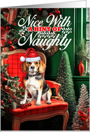 Beagle Christmas Dog Nice with a Hint of Naughty card