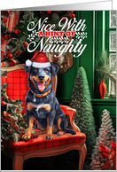 Beauceron Christmas Dog Nice with a Hint of Naughty card