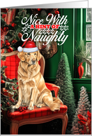 Golden Retriever Christmas Dog Nice with a Hint of Naughty card