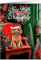 Apricot Toy Poodle Christmas Dog Nice with a Hint of Naughty card