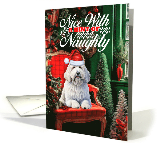 Komondor Christmas Dog Nice with a Hint of Naughty card (1792356)