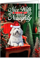 Komondor Christmas Dog Nice with a Hint of Naughty card