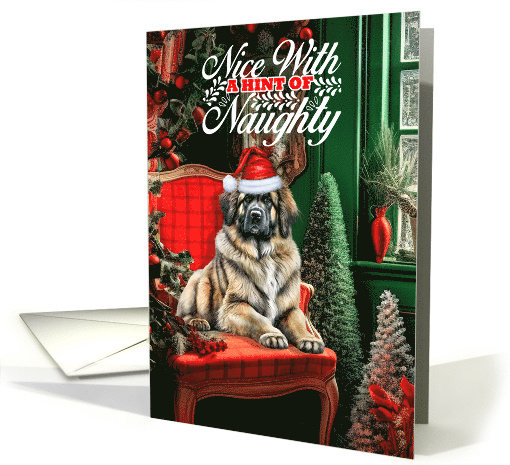 Leonberger Christmas Dog Nice with a Hint of Naughty card (1792370)