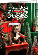 American Pit Bull Terrier Christmas Dog Nice with a Hint of Naughty card