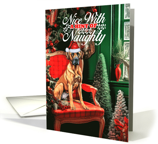 Rhodesian Ridgeback Christmas Dog Nice with a Hint of Naughty card