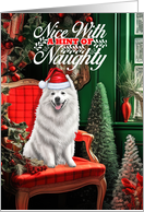 Samoyed Christmas Dog Nice with a Hint of Naughty card