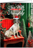 English Setter Christmas Dog Nice with a Hint of Naughty card