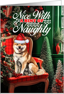 Shiba Inu Christmas Dog Nice with a Hint of Naughty card