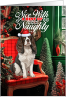 English Springer Christmas Dog Nice with a Hint of Naughty card