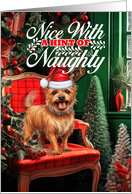 Australian Terrier Christmas Dog Nice with a Hint of Naughty card