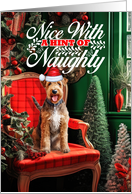 Welsh Terrier Christmas Dog Nice with a Hint of Naughty card