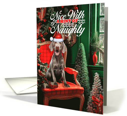 Weimaraner Christmas Dog Nice with a Hint of Naughty card (1793836)