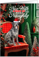 Irish Wolfhound Christmas Dog Nice with a Hint of Naughty card