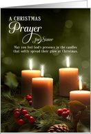for Sister Christian Christmas Prayer Candles and Pine card