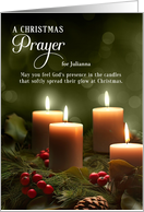 Christian Christmas Prayer Candles and Pines with Custom Name card