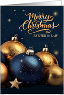 for Father in Law Christmas Navy Blue and Gold Ornaments card