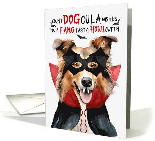 Rough Collie Dog Funny Halloween DOGcula card (1796908)