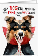 Rough Collie Dog Funny Halloween DOGcula card