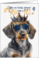 Birthday Wirehaired Dachshund Dog Funny King for a Day card