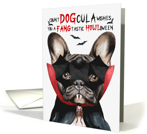 Black French Bulldog Dog Funny Halloween DOGcula card (1797320)