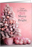 for Great Grandmother Pink Christmas Tree Merry and Bright card