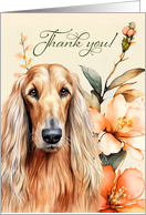 Thank You Afghan Hound Dog with Peach Lilies Blank Inside card