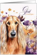 Christian Encouragement Afghan Hound Dog Purple Wildflowers card