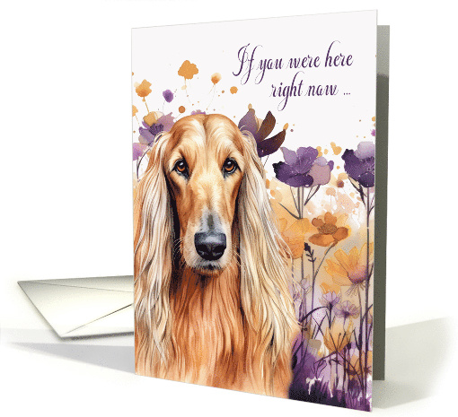 Miss You Afghan Hound Dog in a Purple Wildflower Meadow card (1798902)