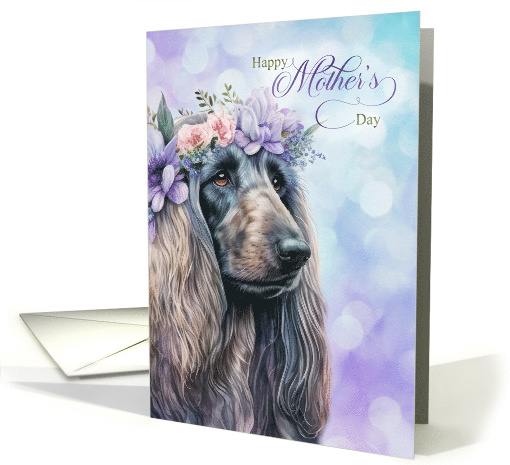 Mother's Day Afghan Hound Dog Purple and Blue Flowers card (1798908)
