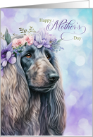Mother’s Day Afghan Hound Dog Purple and Blue Flowers card
